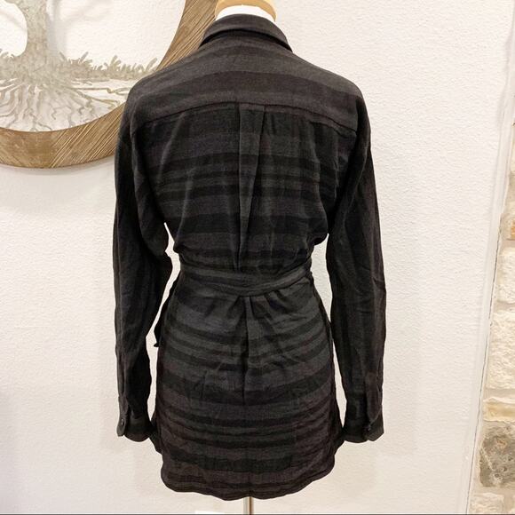 Theory Unique Striped Wrap Top Tunic Gray Brown Medium - Picture 5 of 9